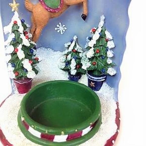 Christmas Tree Holiday Reindeer Candle Votive Holder Tree Snowflakes - Picture 3 of 8